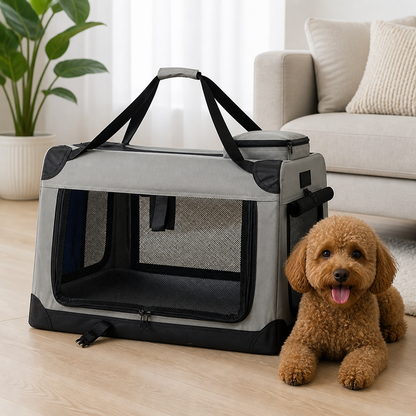 Ortekor Soft-Sided 3-Door Foldable Travel Carrier (Includes Mat & Straps)