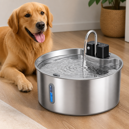 Ortekor Stainless Steel Sensor-Activated & Wireless Rechargeable Pet Fountain