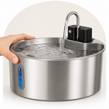 Ortekor Stainless Steel Sensor-Activated & Wireless Rechargeable Pet Fountain