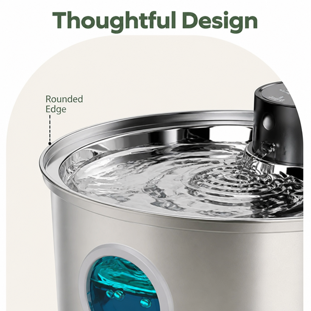 Ortekor Stainless Steel USB Rechargeable Sensor Pet Fountain