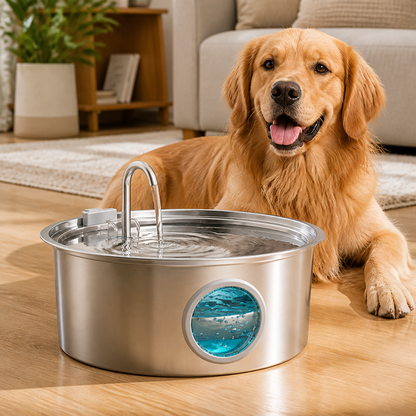 Ortekor Stainless Steel & Ultra-Quiet Large-Capacity Dog Water Fountain