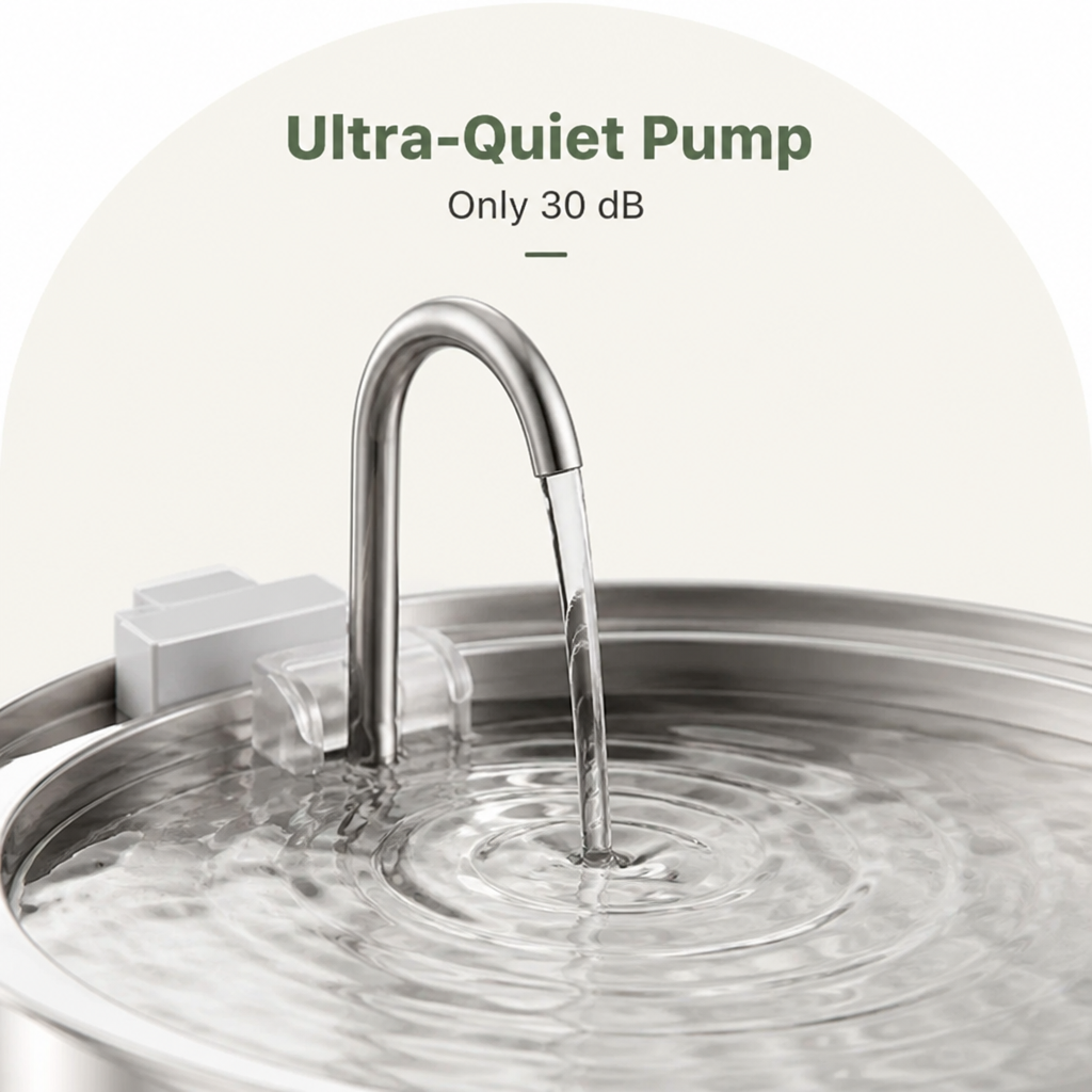 Ortekor Stainless Steel & Ultra-Quiet Large-Capacity Dog Water Fountain