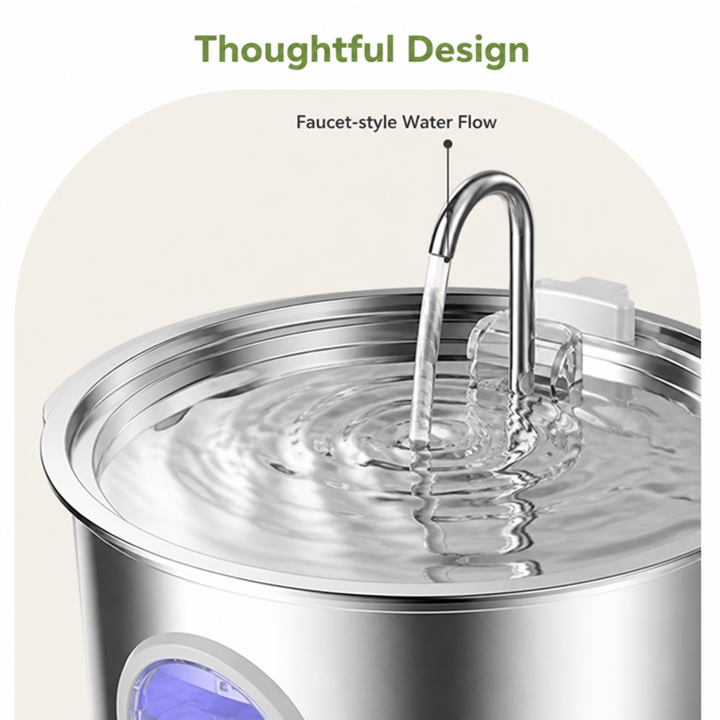 Ortekor Stainless Steel & Ultra-Quiet Large-Capacity Dog Water Fountain