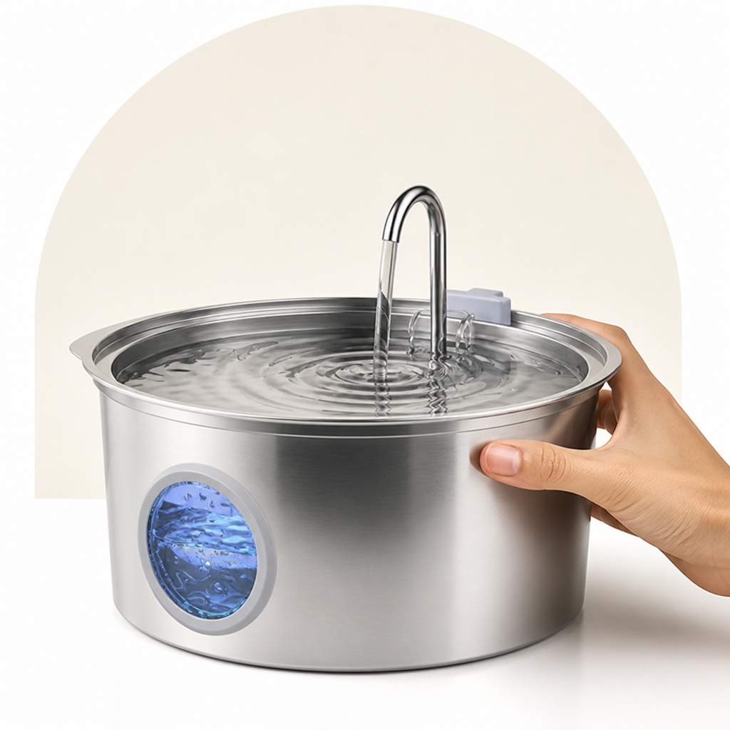Ortekor Stainless Steel & Ultra-Quiet Large-Capacity Dog Water Fountain