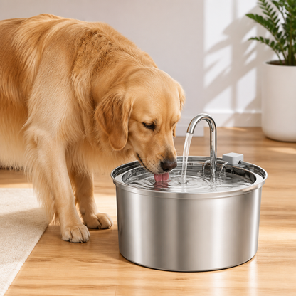Ortekor Stainless Steel & Ultra-Quiet Large-Capacity Dog Water Fountain