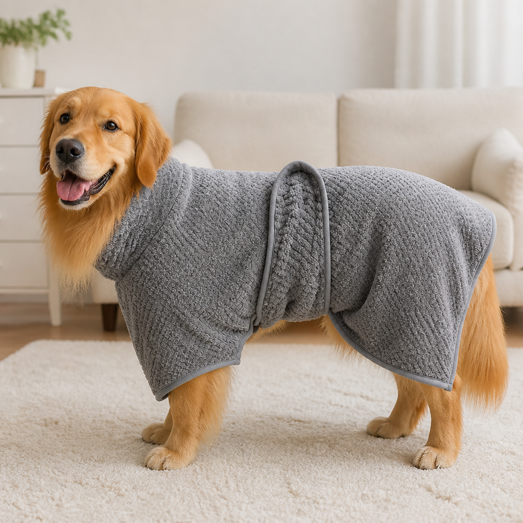 Ortekor Super-Absorbent Coral Fleece & Adjustable Dog Drying Coat