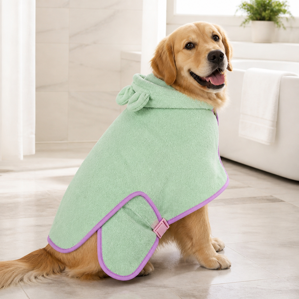 Ortekor Super-Absorbent Microfiber Hooded Dog Bathrobe