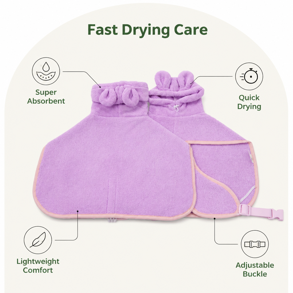 Ortekor Super-Absorbent Microfiber Hooded Dog Bathrobe