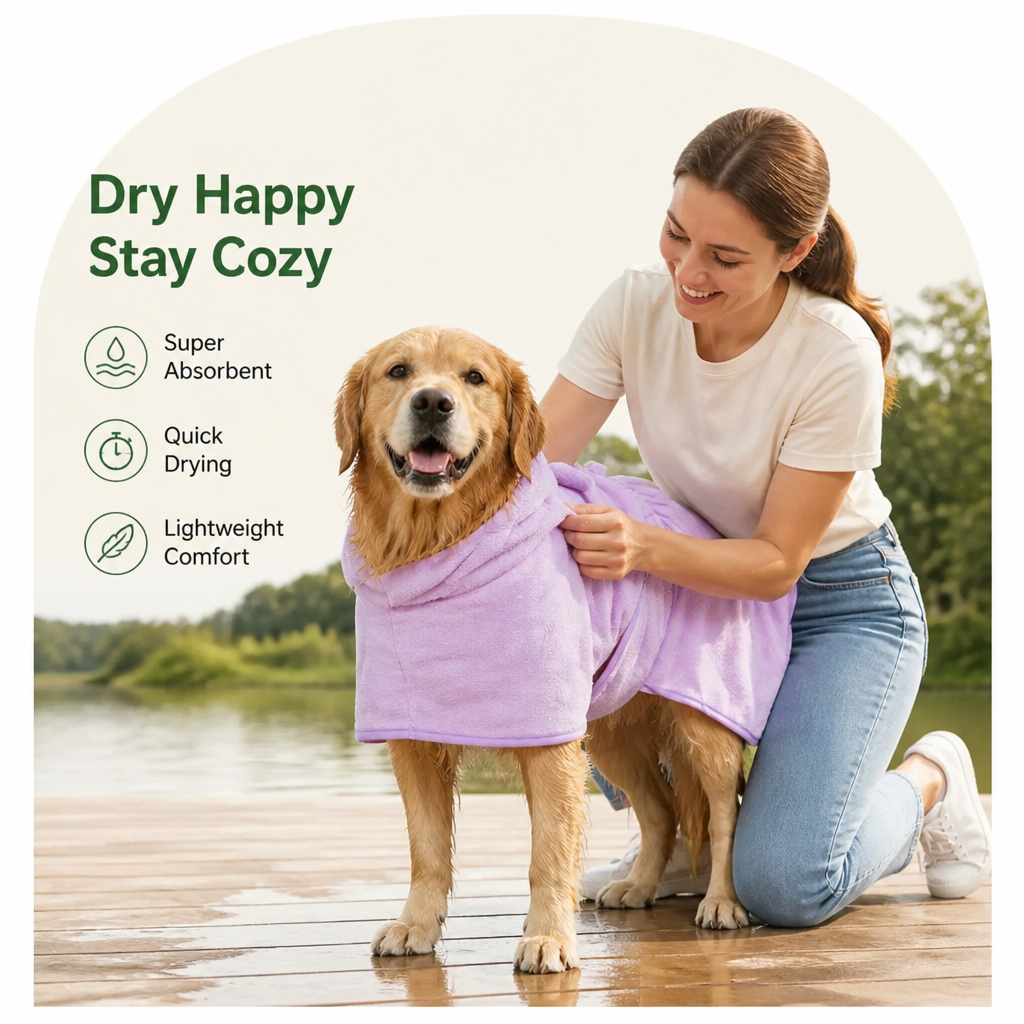 Ortekor Super-Absorbent Microfiber Hooded Dog Bathrobe
