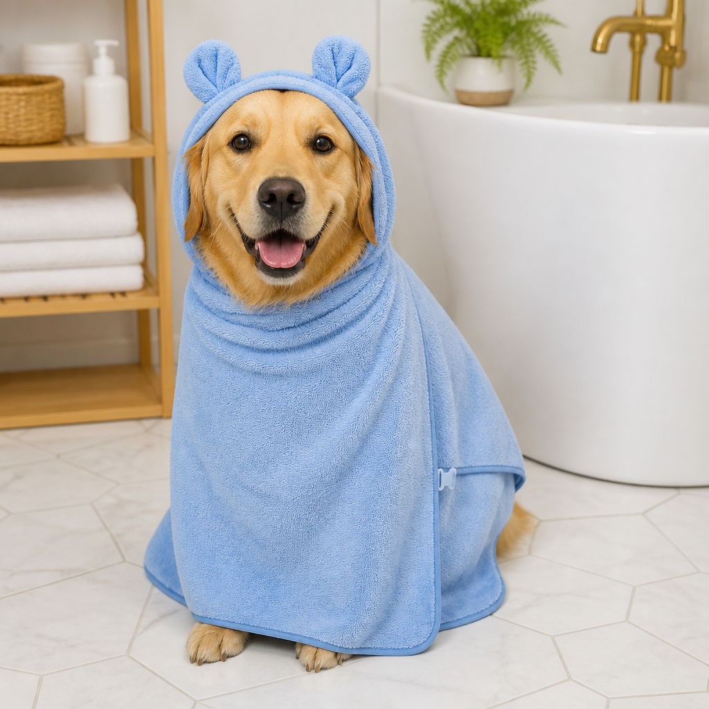 Ortekor Super-Absorbent Microfiber Hooded Dog Bathrobe