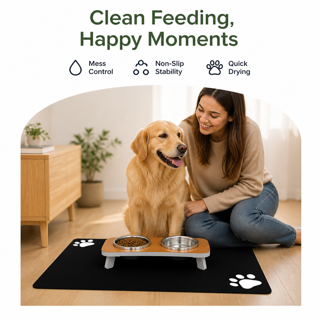 Ortekor Super-Absorbent Quick-Dry & Non-Slip Dog Bowl Mat