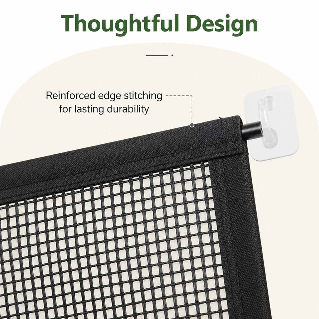 Ortekor Tear-Resistant Nylon Mesh Dog Gate (Adhesive Hooks)