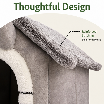 Ortekor Teddy Plush & All-Season House-Style Dog Bed