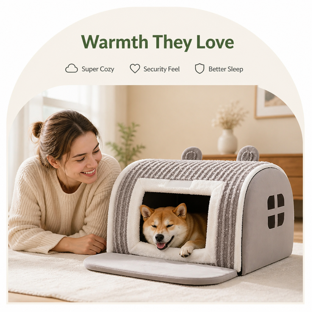Ortekor Thermal Plush Cotton Enclosed Dog Bed