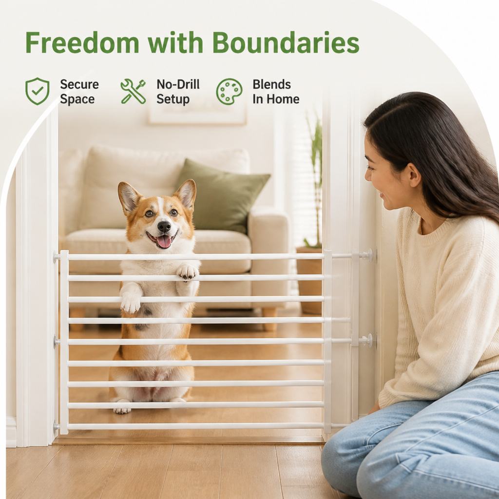 Ortekor Titanium Steel Retractable No-Drill Indoor Dog Gate