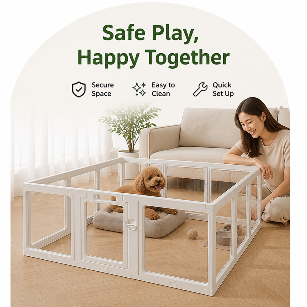 Ortekor Transparent Acrylic & Washable Dog Playpen (Buckle-Connect)