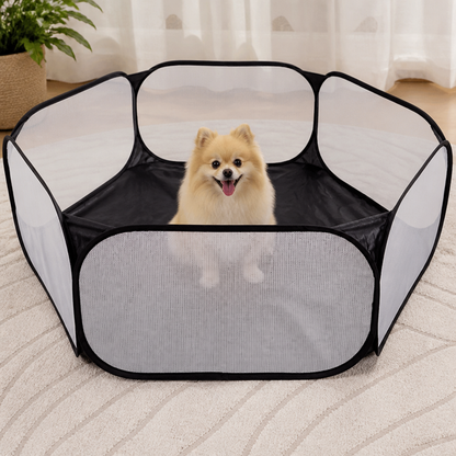 Ortekor Transparent Foldable Pet Playpen (Chemical-Free Cotton)