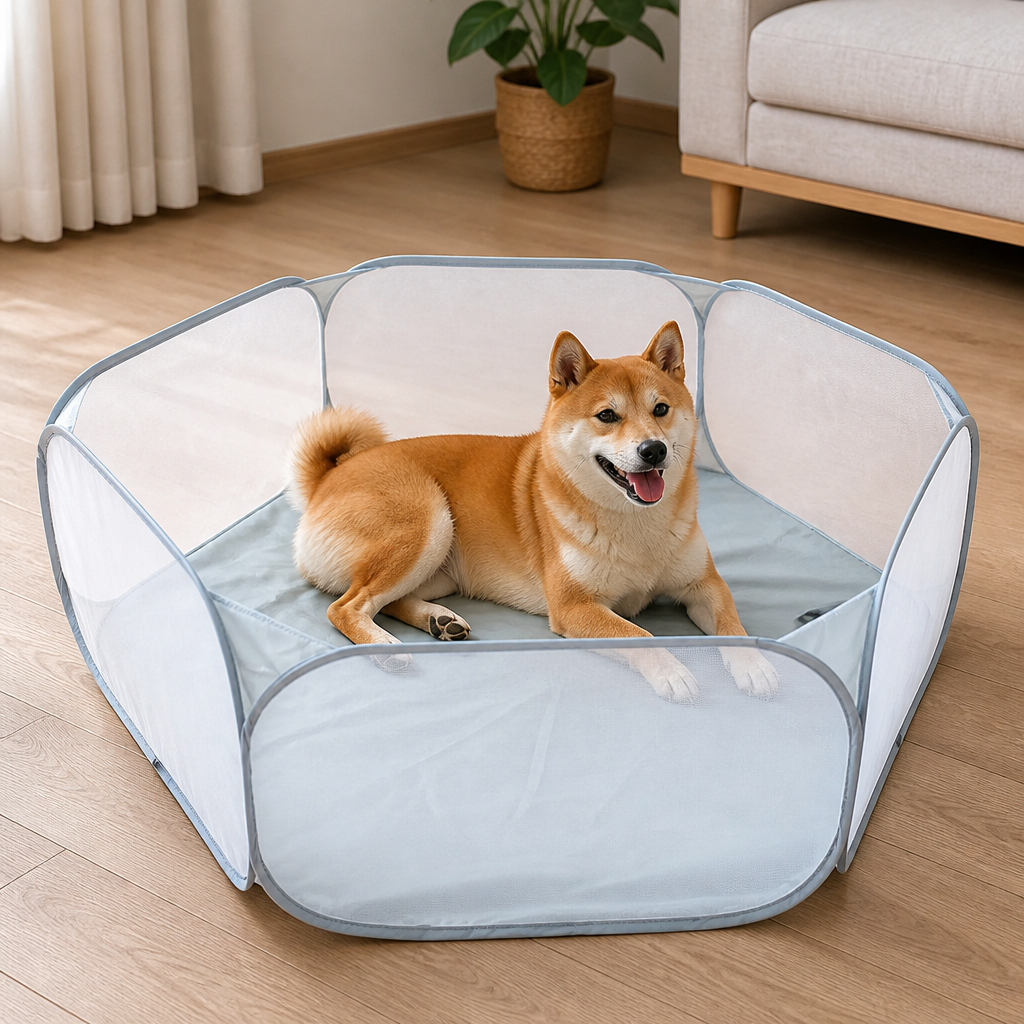 Ortekor Transparent Foldable Pet Playpen (Chemical-Free Cotton)