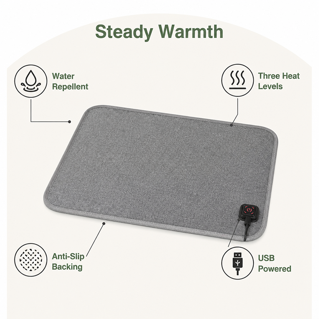 Ortekor USB-Powered Waterproof Non-Slip Heated Pet Pad