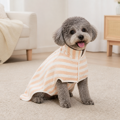 Ortekor Ultra-Absorbent Quick-Dry Dog Bathrobe (Button Collar & Hook-and-Loop Waist)
