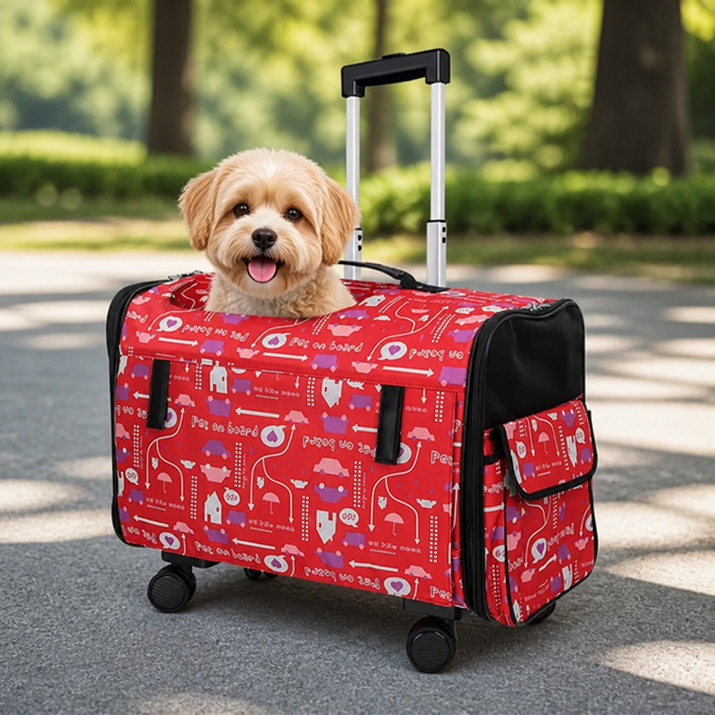 Ortekor Universal Wheels & Oxford Fabric Pet Stroller (33 lb Capacity)