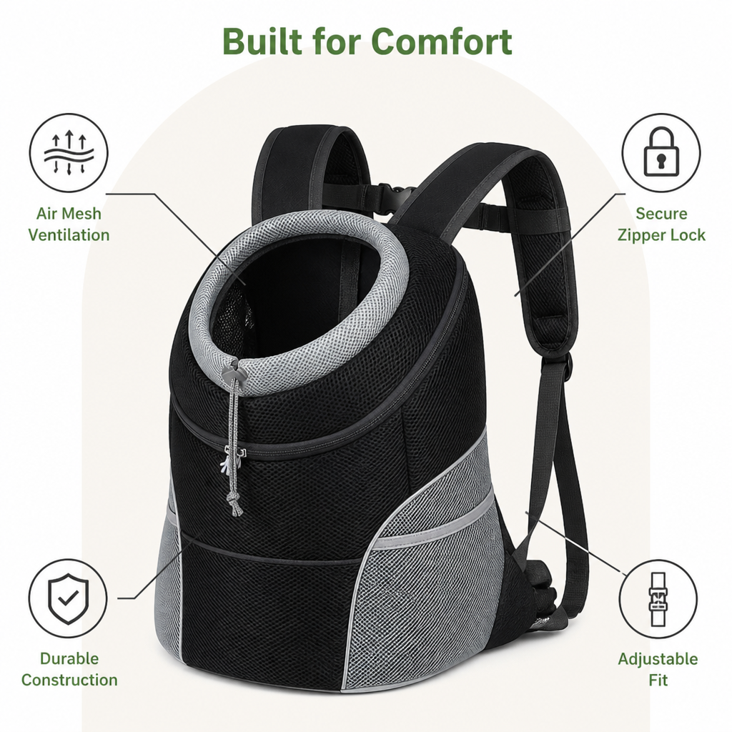 Ortekor Ventilated Mesh & Harness-Like Zipper Pet Backpack