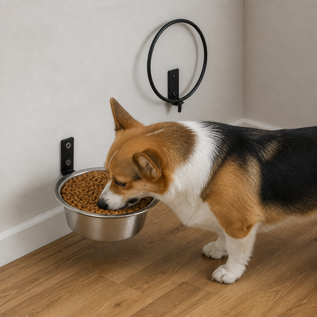 Ortekor Wall-Mounted Elevated Stainless Steel Pet Bowl