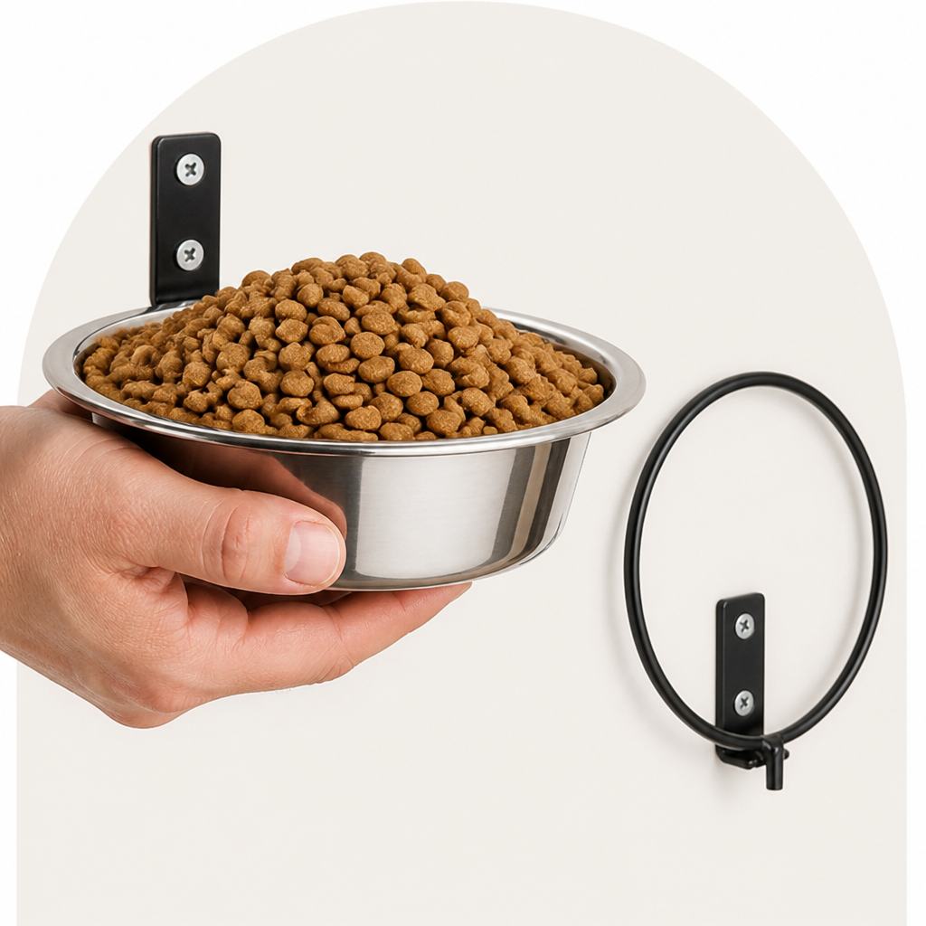 Ortekor Wall-Mounted Elevated Stainless Steel Pet Bowl