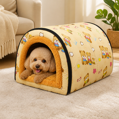 Ortekor Warm & Washable Plush Cave Dog Bed
