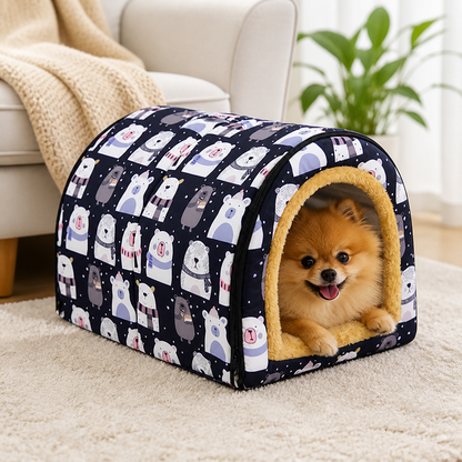 Ortekor Warm & Washable Plush Cave Dog Bed