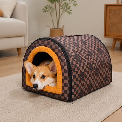 Ortekor Warm & Washable Plush Cave Dog Bed
