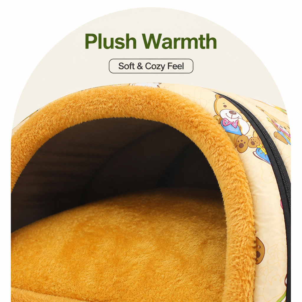 Ortekor Warm & Washable Plush Cave Dog Bed
