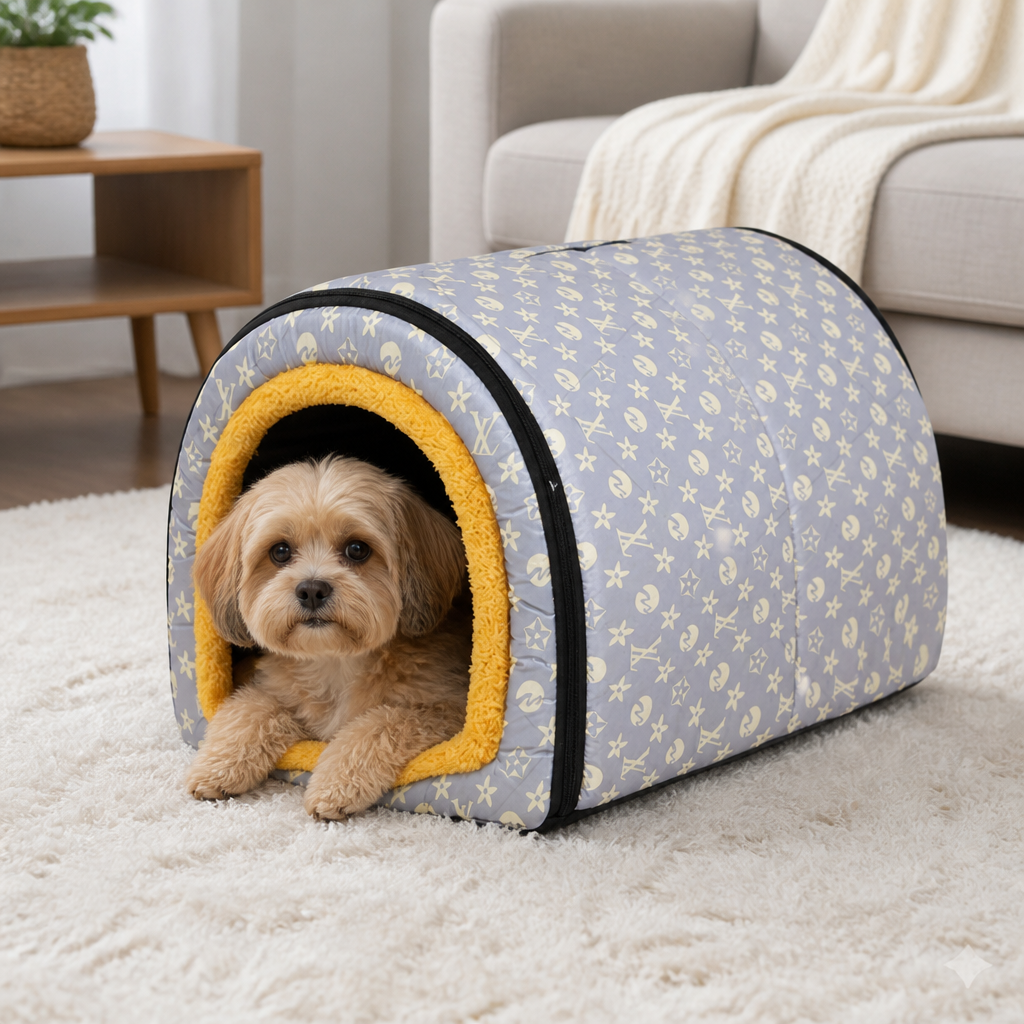 Ortekor Warm & Washable Plush Cave Dog Bed