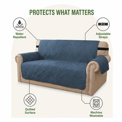 Ortekor Water-Repellent Quilted Sofa Cover (Anti-Slip Straps)