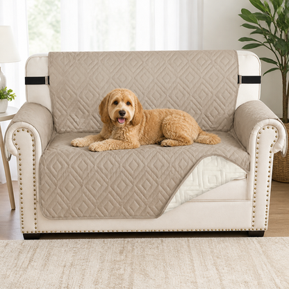 Ortekor Water-Repellent Quilted Sofa Cover (Anti-Slip Straps)