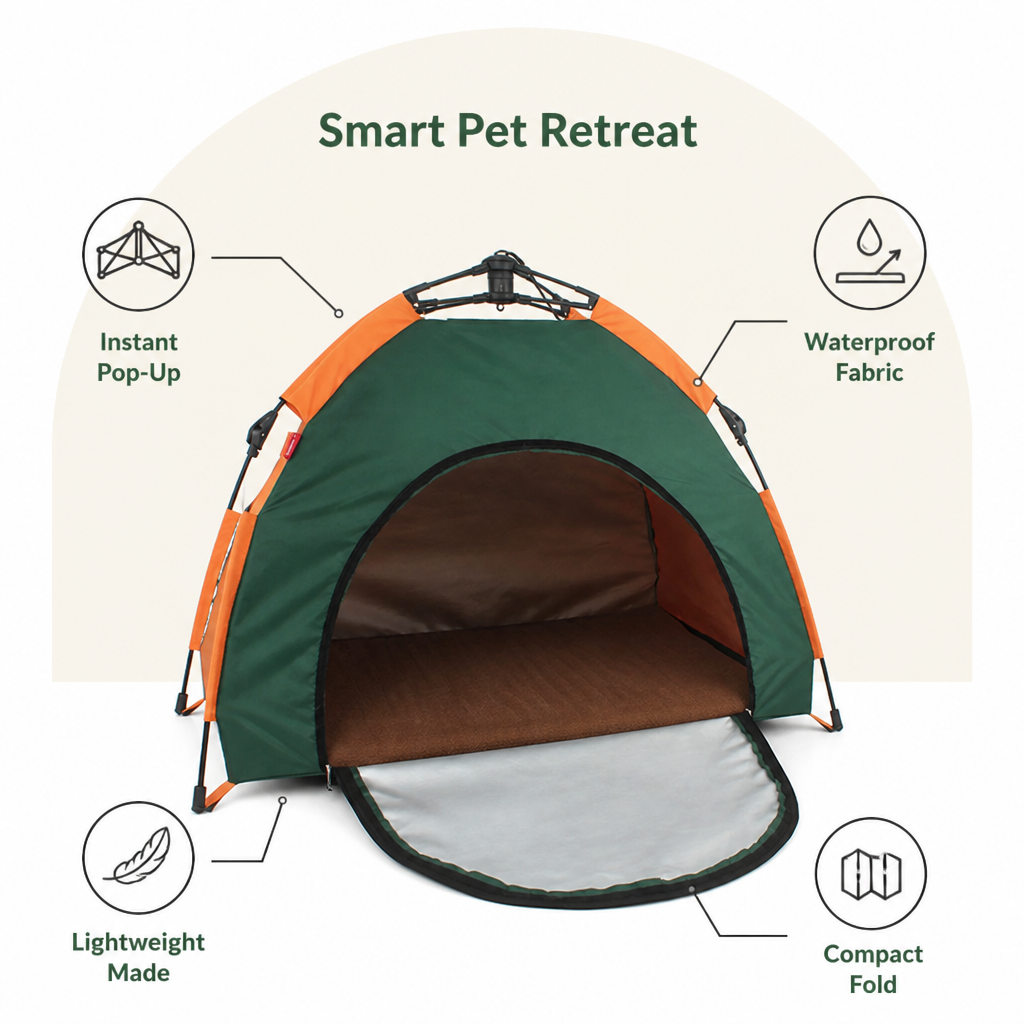Ortekor Waterproof & Lightweight Pop-Up Pet Tent (Removable Cushion)