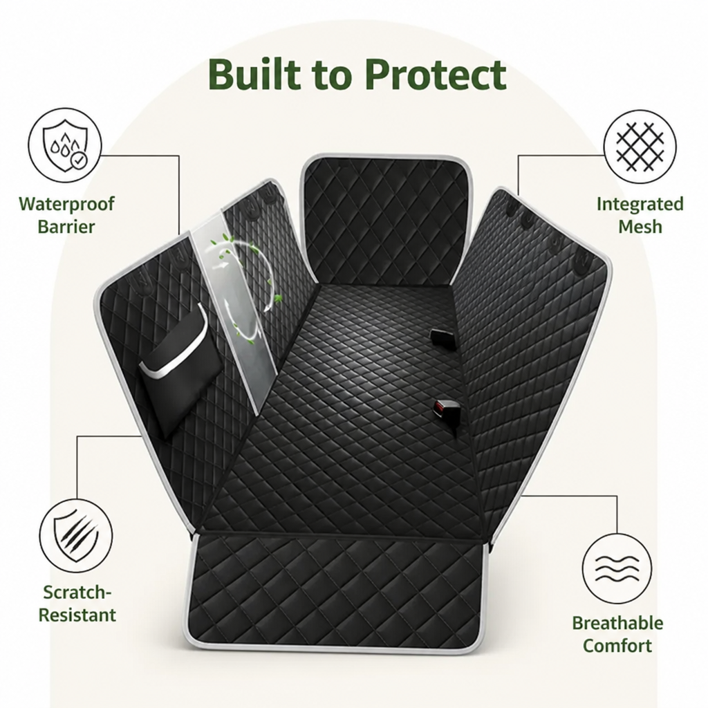 Ortekor Waterproof Oxford & Scratch-Resistant Car Backseat Cover (Non-Zippered Mesh)