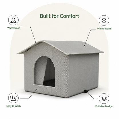 Ortekor Waterproof Plush Insulated Pet Cave (Foldable & Washable)