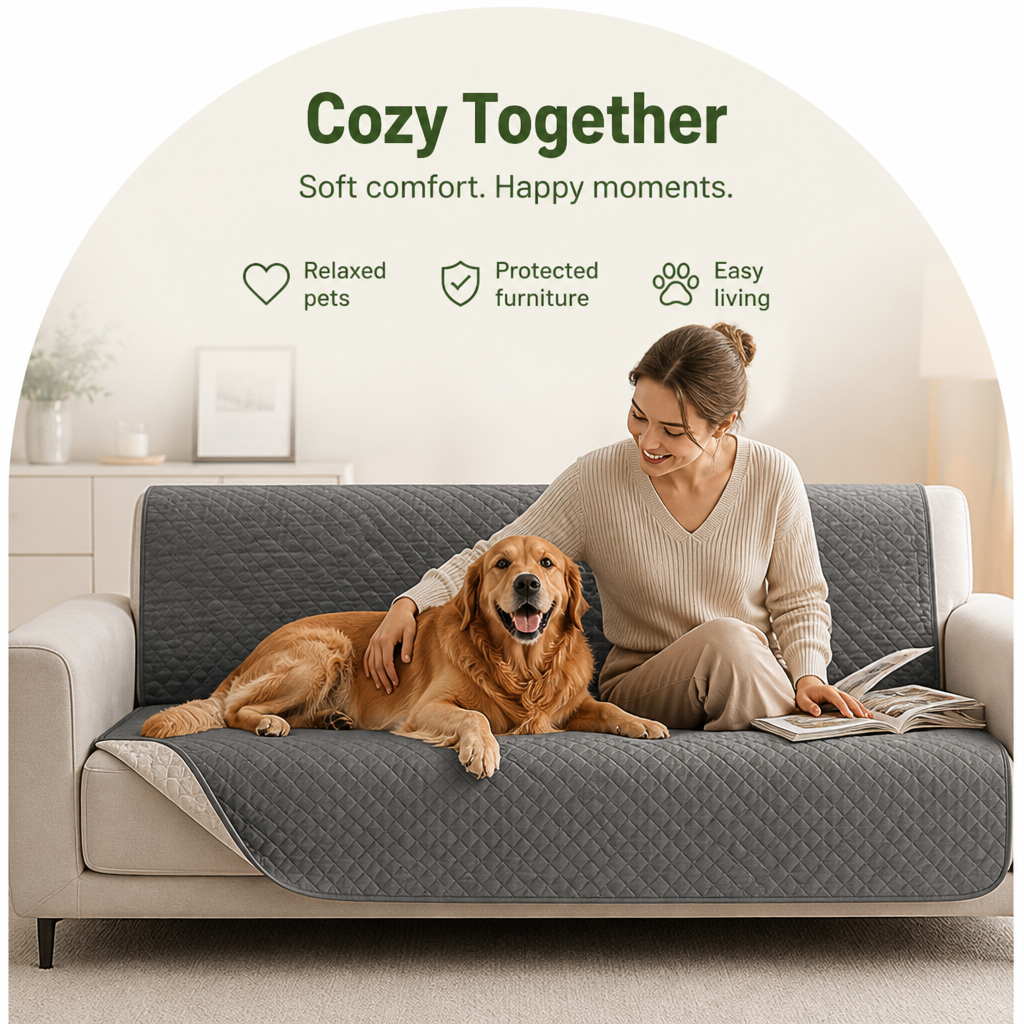 Ortekor Waterproof Quilted Fleece-Lined & Non-Slip Sofa Cover