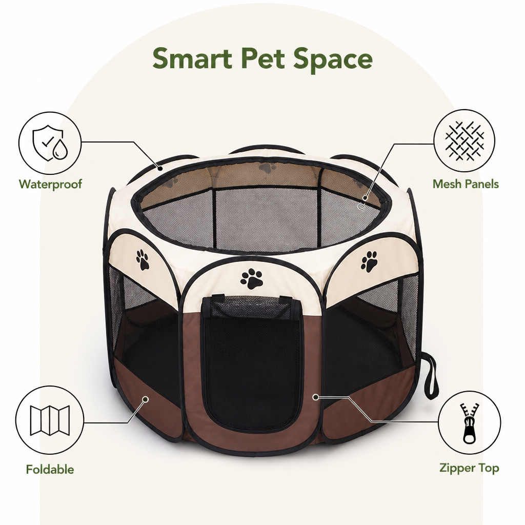 Ortekor Waterproof & Scratch-Resistant Foldable Cat Playpen (Octagonal)