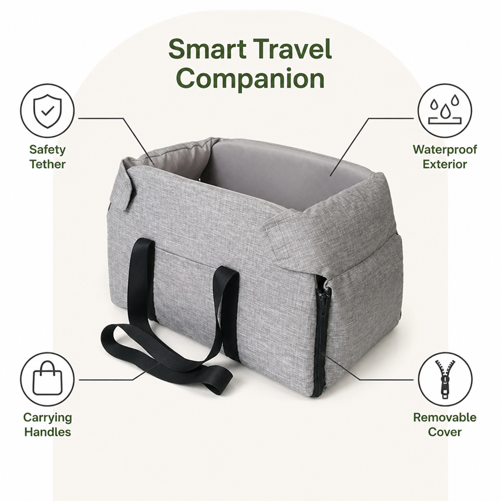 Ortekor Waterproof & Washable Console Booster Dog Car Seat