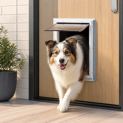 Ortekor Weatherproof Aluminum Frame & Magnetic Lock Pet Door (Fits 0.42–2 In Doors)