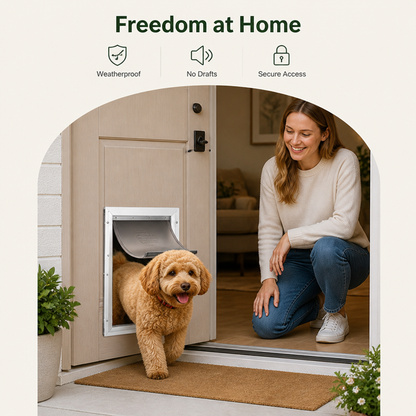 Ortekor Weatherproof Aluminum Frame & Magnetic Seal Pet Door (Locking Panel)