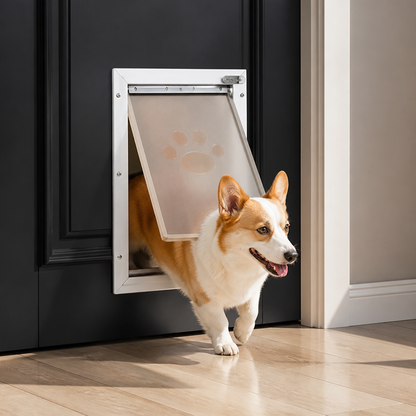 Ortekor Weatherproof Aluminum Frame & Magnetic Seal Pet Door (Locking Panel)
