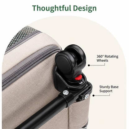 Ortekor Wheeled Trolley & Seatbelt-Secured Cat Carrier (Removable Stand)