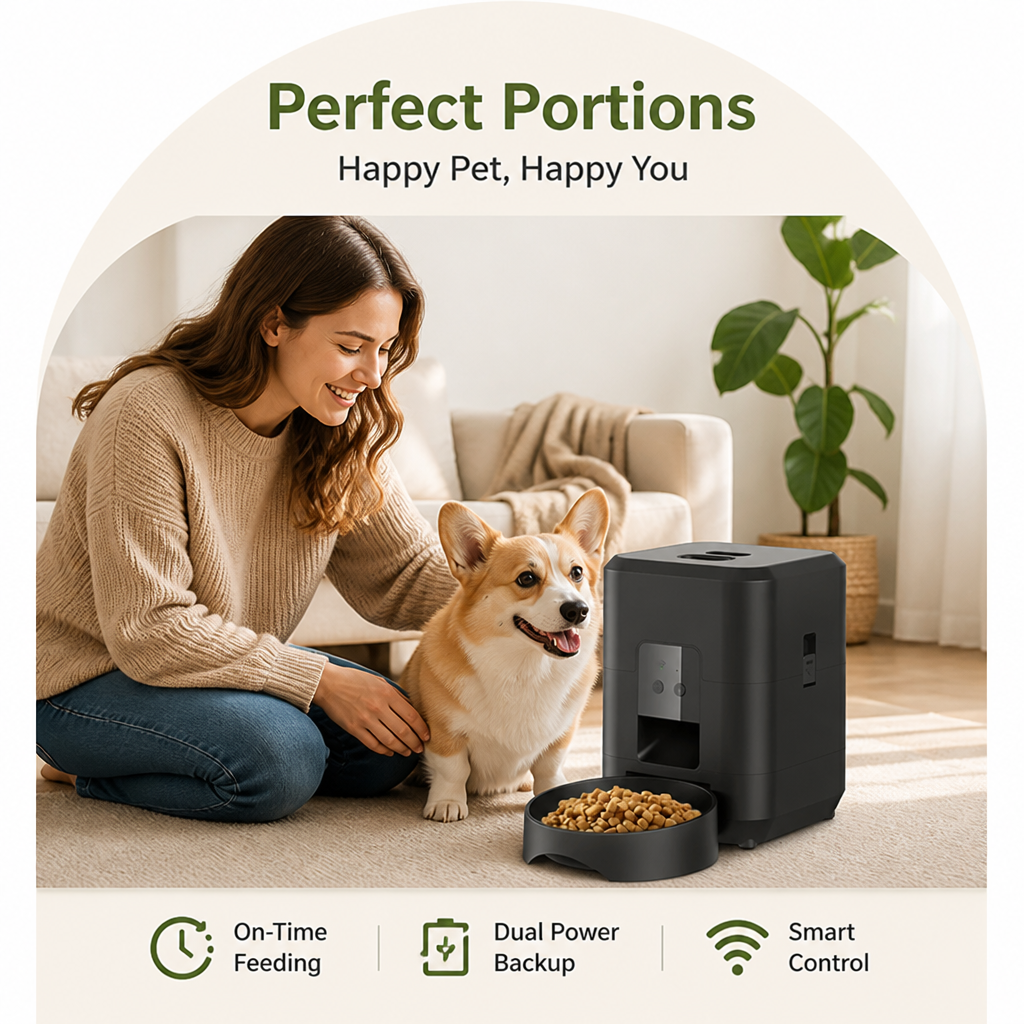 Ortekor Wi-Fi Smart & Dual Power Automatic Pet Feeder