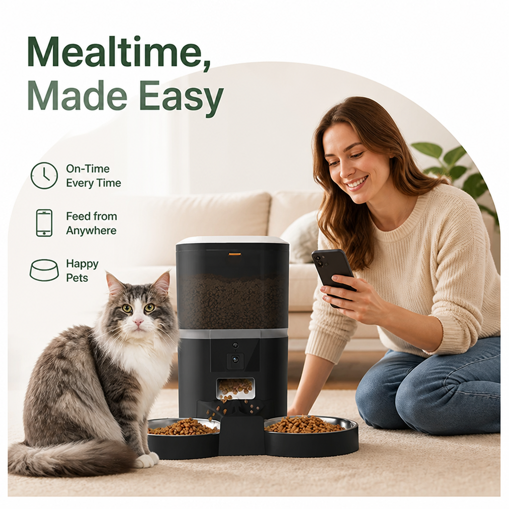 Ortekor WiFi App Control & Stainless Steel Bowl Pet Feeder