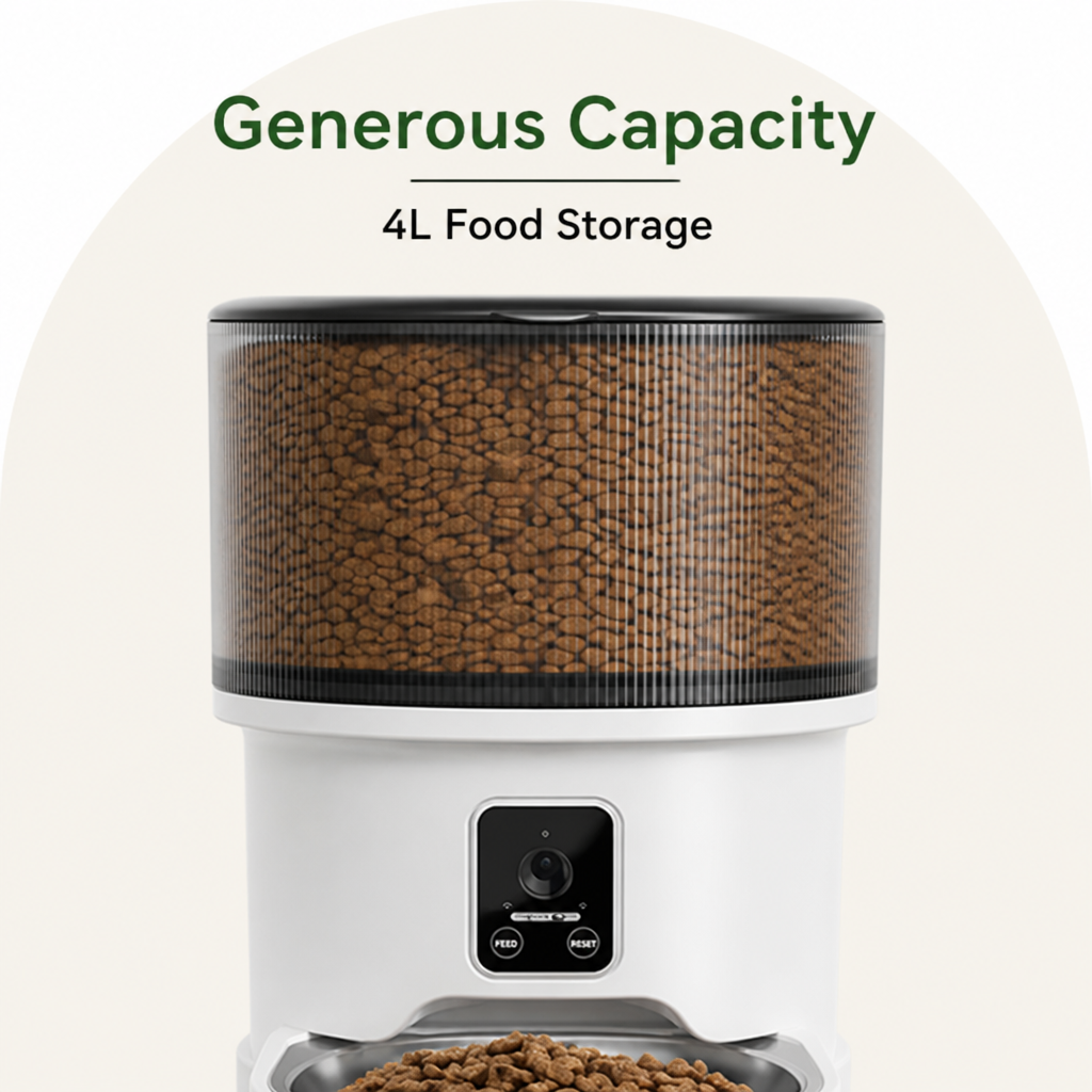 Ortekor WiFi App-Controlled & Portion Control Pet Feeder (4L Hopper)