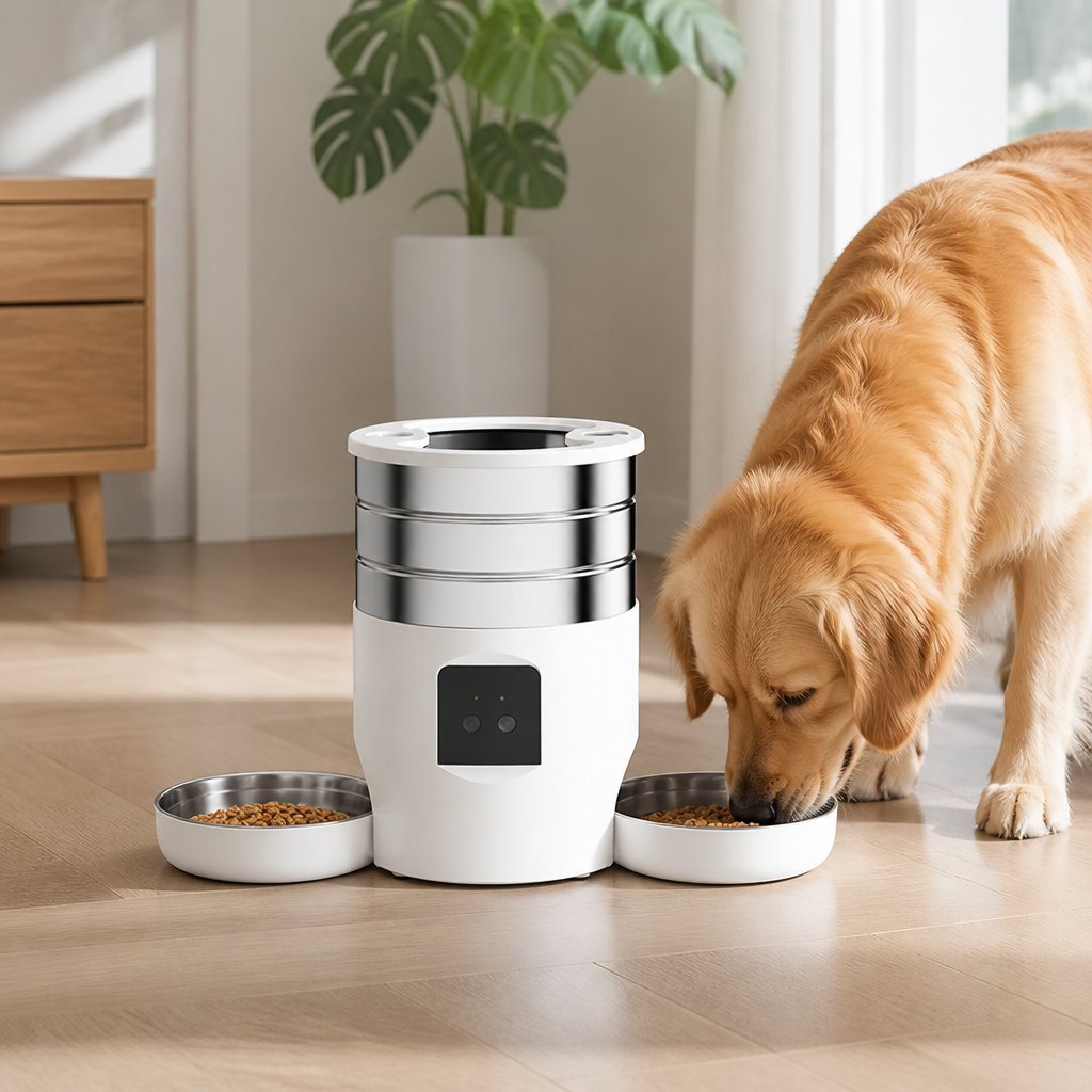 Ortekor WiFi & Button Programmable Pet Feeder (4L, Stainless Bowls)