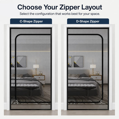 Fine-Grid Dual-Zipper Pet Mesh Door (No-Drill Install)
